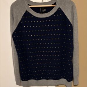 New Directions Gray and Navy Studded Sweater